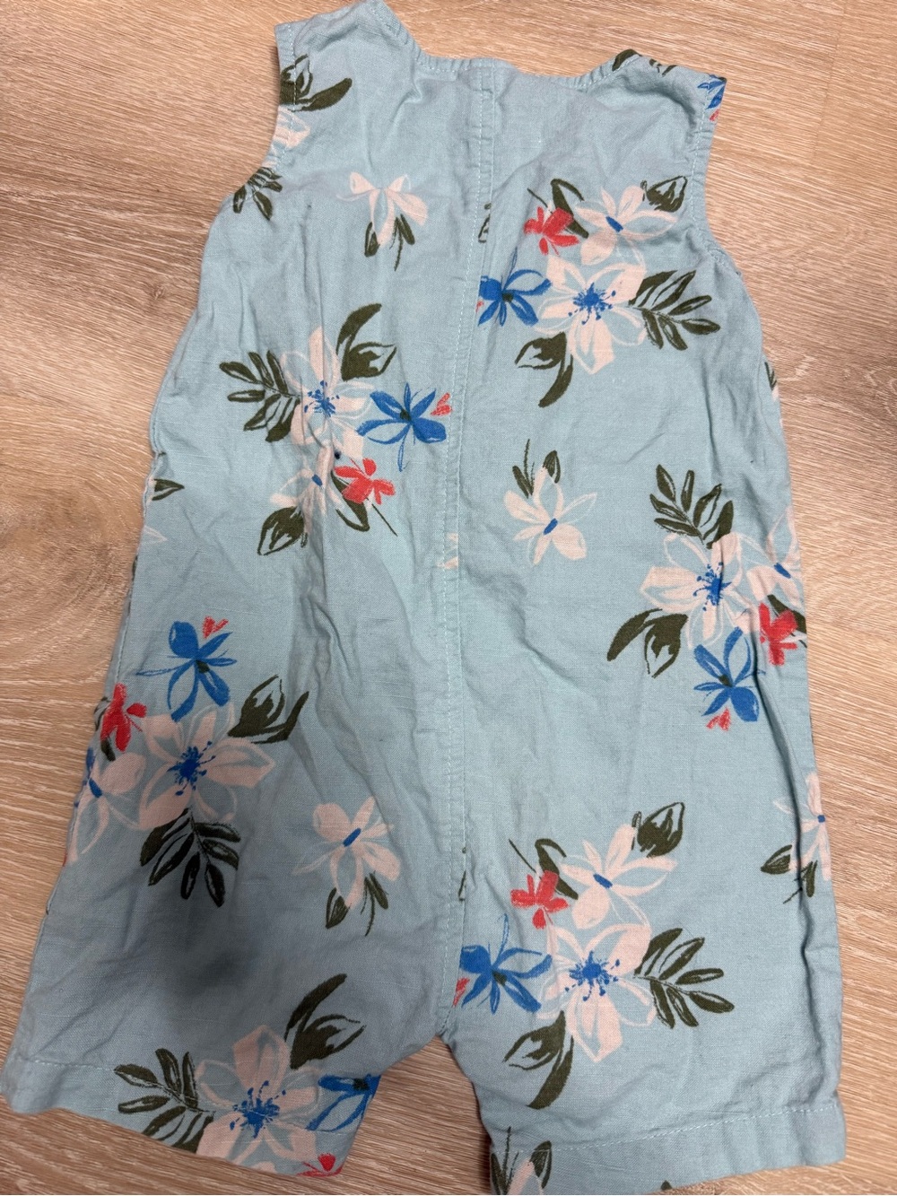 Carter's Light Blue Floral Sleeveless Romper - Picture 2 of 2